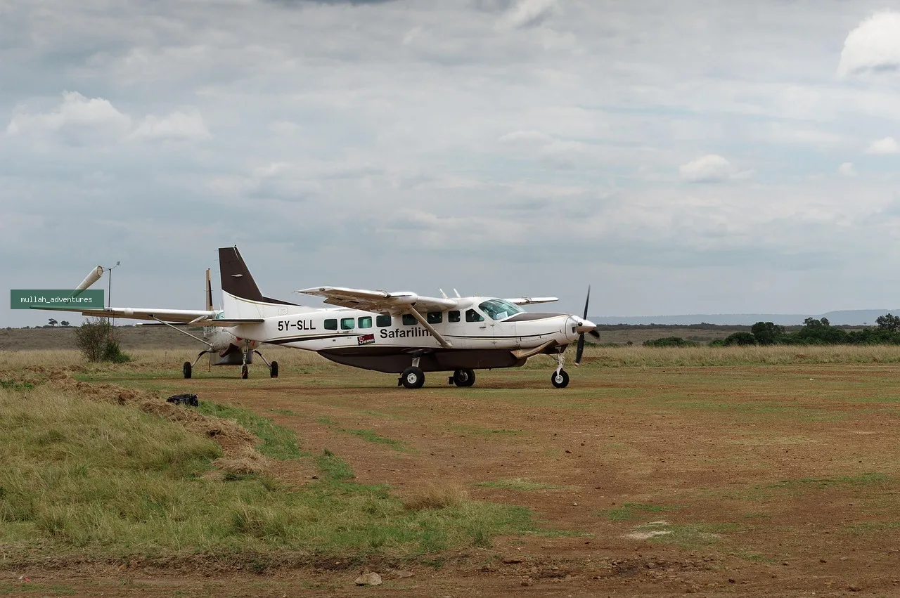 A caravan Plane landing at the park